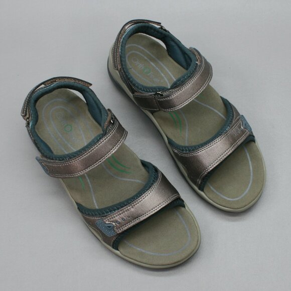 Orthofeet Ladies 7.5 2E Extra Wide Malibu Pewter Two-Way Strap Shoes Sandals 967 - Picture 7 of 12